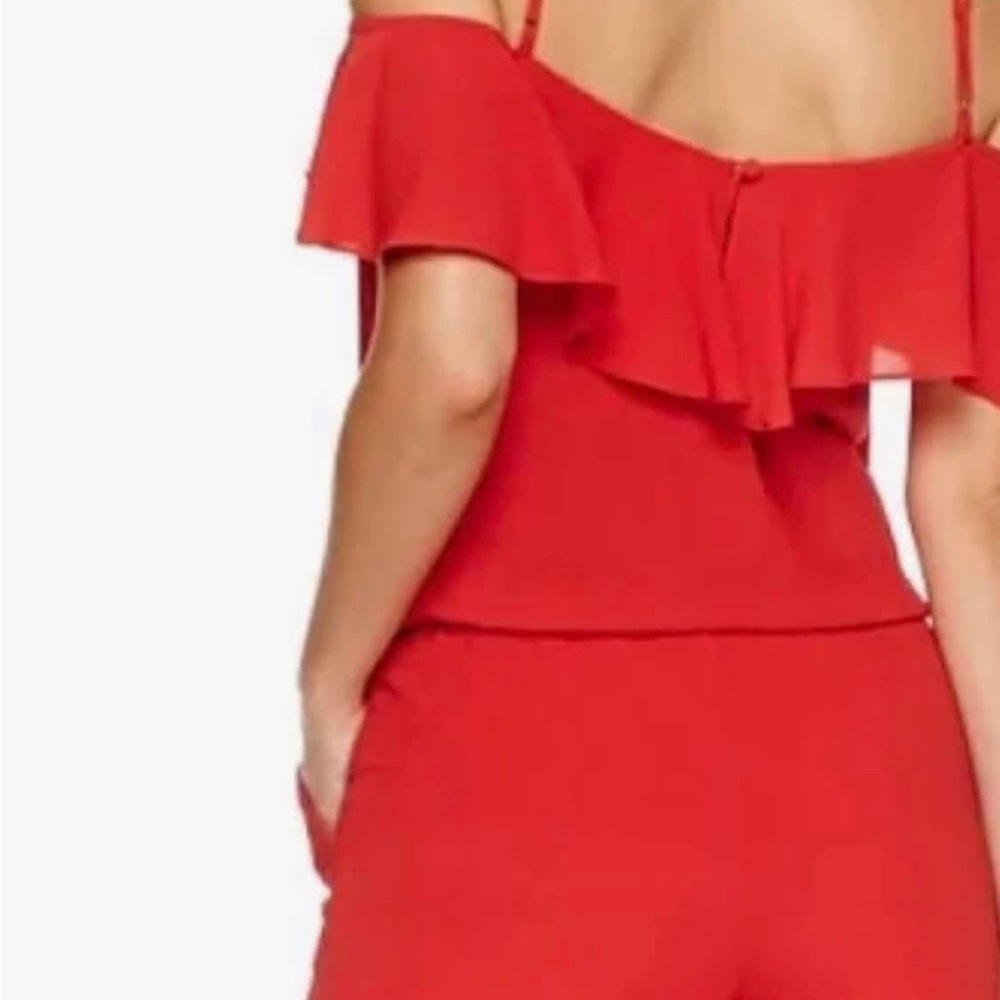Bright Red Ruffled Romper - Picture 2 of 3